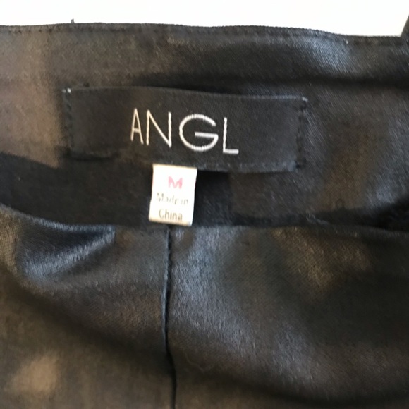 ANGL Black Faux Leather Moto Hi Rise Legging Pants W/ Zippers - Picture 7 of 8